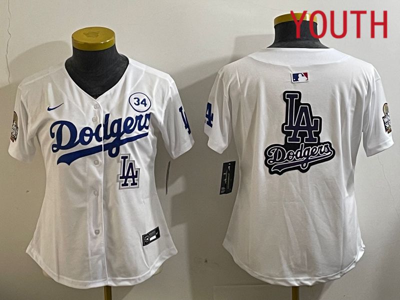 Youth Los Angeles Dodgers Blank White Game 2024 Nike MLB Jersey style 11217